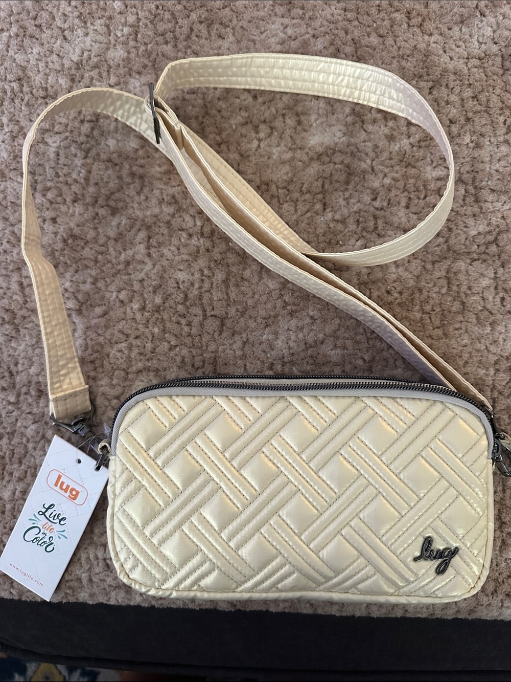 NEW- lug COUPE XL- Quilted Cream Crossbody Bag